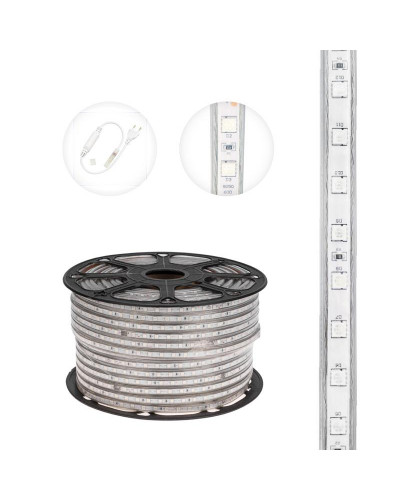 Лента светодиодная 220В, SMD5050, 60 LED/м, Красный, 13х8мм, IP67 NEON-NIGHT