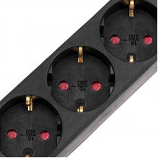 Удлинитель STANDARD 3 гнезда, 3м, 3х1,0мм², с/з, с выключателем, черный REXANT