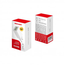 Сетевое зарядное устройство для iPhone/iPad REXANT 3 x USB, 5V, 3 А + 1 А + 1 А, белое