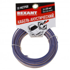 Кабель акустический 2х1,00мм², прозрачный BLUELINE, мини-бухта 10м REXANT