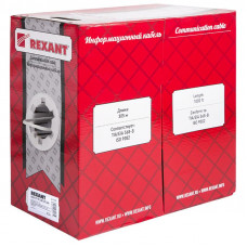 Кабель витая пара SF/UTP, CAT 5e, PVC, 4PR, 24AWG, INDOOR, SOLID, серый, 305м, REXANT