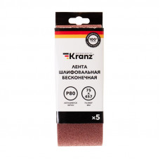 Лента шлифовальная бесконечная, 75х457мм, P80 (5 шт/уп) KRANZ