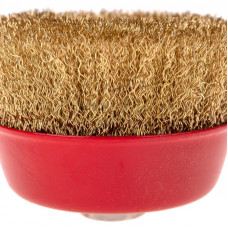 Щетка чашечная для УШМ, витая латунированная проволока, 100мм, М14 KRANZ