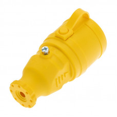 Розетка влагозащищенная переносная с крышкой 1 гнездо, с/з, 16А, IP54, каучук, желтая REXANT