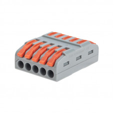 Клемма СМК 222-425 проходная 5 полюсов (0,08-4мм²), серая (30 шт/уп) REXANT
