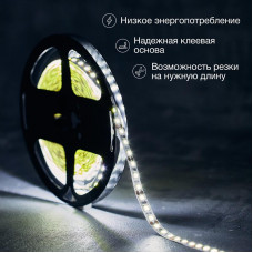 Лента светодиодная 12В, SMD2835, 9,6 Вт/м, 120 LED/м, 6500K, 8мм, 5м, IP20 LAMPER