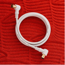 Шнур ТВ штекер - ТВ штекер, угловой, 1,5м, белый REXANT