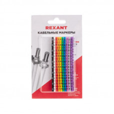 Маркер кабельный (клипса), ø4-6 мм, цифры 0-9, 10 цветов, блистер (MR-55) REXANT