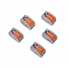 Универсальная клемма СМК 222-412, 2-проводная серая 0,08-2,5/4 мм² (блистер 5 шт./уп.) REXANT