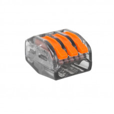 Универсальная клемма СМК 222-413, 3-проводная прозрачная 0,08-2,5/4 мм² (блистер 5 шт./уп.) REXANT