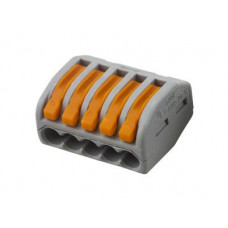 222-415 Универсальная клемма, 5-проводная, серая (0,08-2,5/4 мм²) (40 шт/уп) WAGO