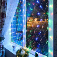 Гирлянда Сеть 1,5х1,5м, прозрачный ПВХ, 150 LED Мультиколор