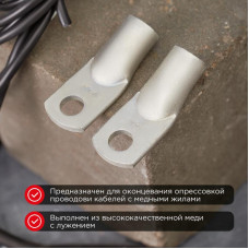 Наконечник медный луженый ТМЛ 185–16–21 (185мм² - Ø16мм) ГОСТ 7386-80 (в упак. 2 шт.) REXANT