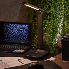 Светильник настольный REXANT Click Skin на основании, LED, 7 Вт 2700-6500 К, диммируемый 3 ступени, заряжаемый (автономный режим 3 часа), корпус с эффектом тиснения кожи