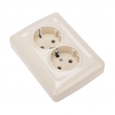 DEA Розетка 2-ая керамика с/з с/у 16А Беж KRANZ