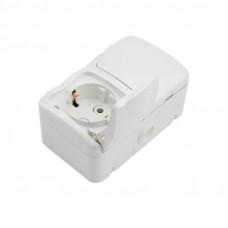 Блок горизонтальный 2 розетки Mini OG IP54 с/з, о/у, белый KRANZ