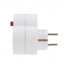 Двойник электрический 16А с/з с выключателем и защитными шторками, белый REXANT