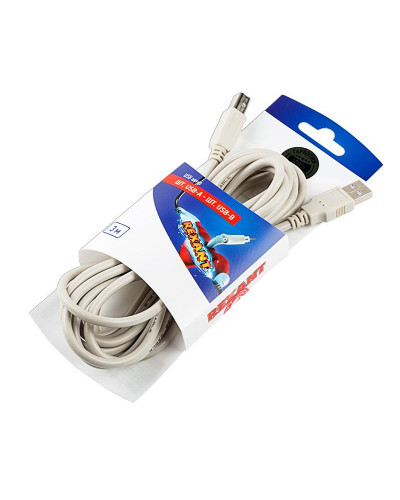 Кабель USB-А– USB-B, 2,4А, 3м, ПВХ, серый REXANT
