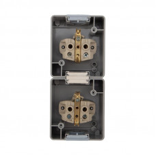 Блок вертикальный 2 розетки (керамика) INDUSTRIAL IP54 с/з, о/у, серый KRANZ