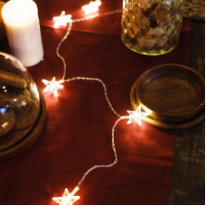 Гирлянда светодиодная Звездочки 1,5 м, 10 LED, прозрачный ПВХ, цвет свечения теплый белый, 2 х АА (батарейки не в комплекте) NEON-NIGHT