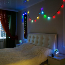 Гирлянда Шарики Ø18мм, 5м, темно-зеленый ПВХ, 30 диодов, цвет RGB