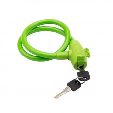 Замок тросовый взломостойкий для велосипедов и колясок с ключом 65см зеленый ЧЕТЫРЕ СЕЗОНА