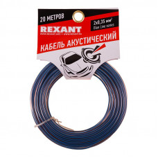 Кабель акустический 2х0,35мм², прозрачный BLUELINE, мини-бухта 20м REXANT