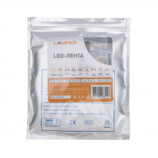 Лента светодиодная 12В, SMD5050, 14,4Вт/м, 60 LED/м, 2700К, 10мм, 5м, для БП с клеммами, IP20 LAMPER