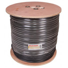 Кабель коаксиальный магистральный RG-11U, 75Ом, CCS/Al/Al 83% + ТРОС 1, 305м, OUTDOOR, черный REXANT
