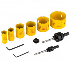 Набор коронок Bimetal (22, 25, 35, 40, 51, 67), 11 предметов, металлический кейс KRANZ