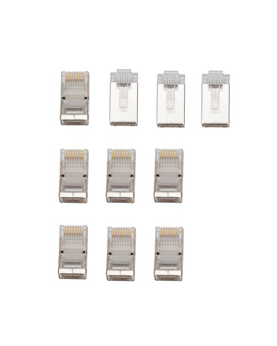 Разъем сетевой LAN на кабель, штекер 8Р8С (RJ-45), под обжим, в экране, 10шт. REXANT
