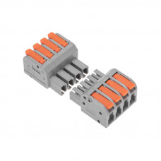 Клемма СМК 222-424R проходная разъемная 4 полюса серая 0,2-2,5/4мм² (20 шт/уп) REXANT