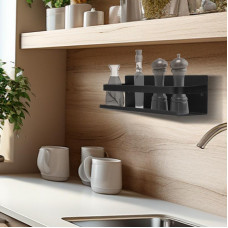 Кухонный органайзер, настенный, монтаж без сверления, черный REXANT