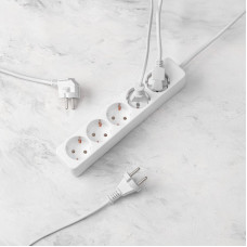 Удлинитель 5 гнезд, 1,5м, 3х0,75мм², с/з, белый PROconnect
