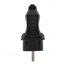 Вилка влагозащищенная прямая 2P+PE, 230В, 16А, IP44, каучук, черная PROconnect