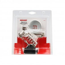 Держатель Третья рука, 2 зажима, лупа 60мм (2.5х), подставка паяльника, ниша, губка, чугун REXANT