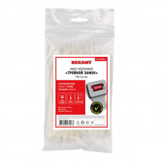 Стяжка нейлоновая Профессиональная 150x3,6мм, белая (100 шт/уп) REXANT