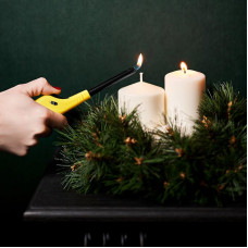 Бытовая газовая пьезозажигалка с классическим пламенем многоразовая (1 шт.) желтая СК-306 СОКОЛ