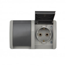 Блок горизонтальный 2 розетки (керамика) INDUSTRIAL IP54 с/з, о/у, серый KRANZ