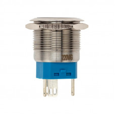 Кнопка антивандальная Ø22 250В Б/Фикс (5с) OFF-(ON) / ON-(OFF) подсв/зеленая REXANT