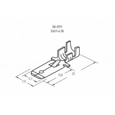 Клемма плоская штекер 6.3 мм 0.75-1.5 мм² (РП-п 1.5-(6.3) L = 25,5 мм) REXANT