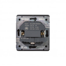 Розетка ROUND 1-ая с/з с/у з/ш 16А с USB A+C быстрой зарядки 5В/3А оникс KRANZ