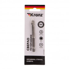Сверло по стеклу и керамике  8 мм, 4 грани, шестигранный хвостовик Kranz