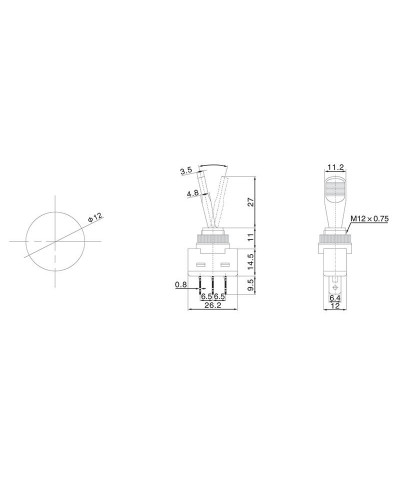 Тумблер 12V 20А (3c) ON-OFF однополюсный с желтой подсветкой (ASW-13D) REXANT