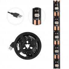 Лента светодиодная 5В, SMD2835, 4,8Вт/м, 60 LED/м, желтый, 8мм, 1м, с USB коннектором, черная, IP65 LAMPER