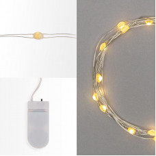 Гирлянда светодиодная Роса с крупными каплями 2м, 20LED, ТЕПЛЫЙ БЕЛЫЙ, IP20, 2хCR2032 в комплекте NEON-NIGHT