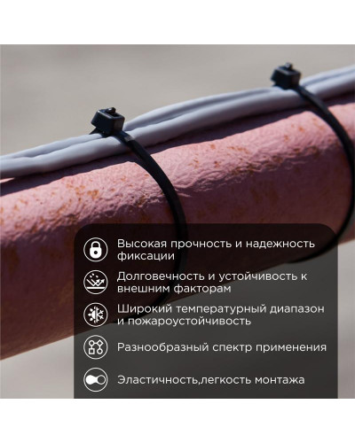 Стяжка кабельная нейлоновая 250x3,6мм, черная (25 шт/уп) REXANT