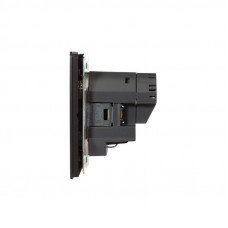 Розетка ROUND 1-ая с/з с/у з/ш 16А с USB A+C быстрой зарядки 5В/3А оникс KRANZ