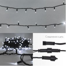 Гирлянда светодиодная Нить 20м 200 LED БЕЛЫЙ черный ПВХ IP65 постоянное свечение 24В соединяется NEON-NIGHT трансформатор в комплекте