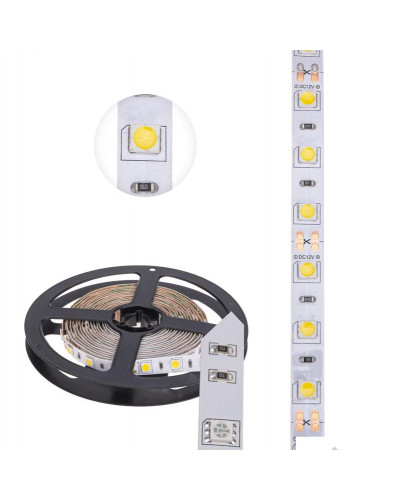 Лента светодиодная 12В, SMD5050, 14,4Вт/м, 60 LED/м, 4000К, 10мм, 3м, для БП с клеммами, IP20 LAMPER